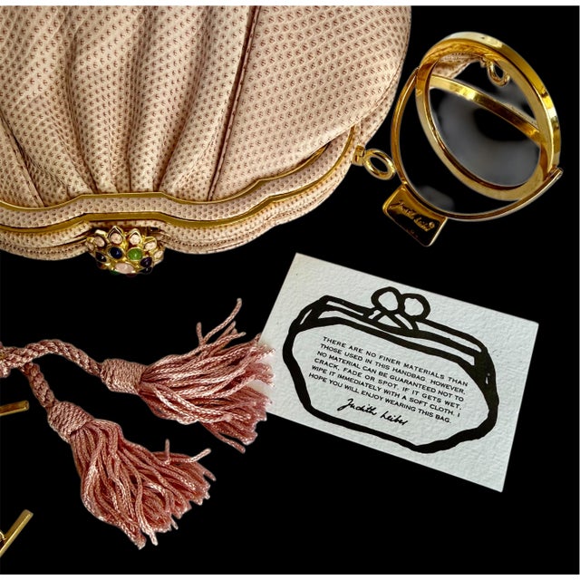 1990s Judith Leiber Karung Snakeskin Tassel Gemstone Day Evening Shoulder Handbag Vintage For Sale - Image 13 of 18