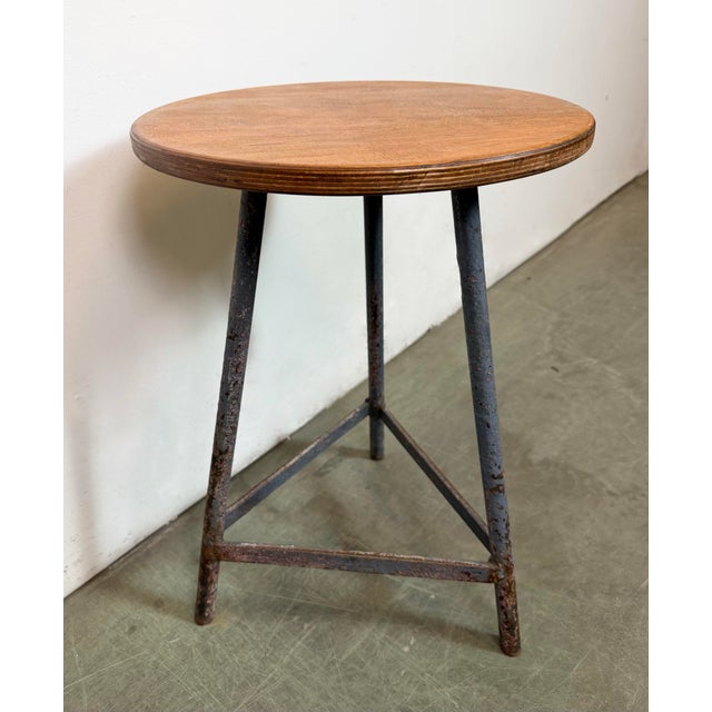 Brown Industrial Grey Workshop Stool, 1960s For Sale - Image 8 of 14