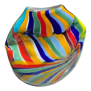 Contemporary Abstract Oval Vase in Murano Glass