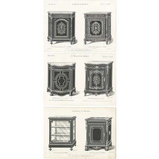 Quetin, Furniture Illustrations of Buffets and a Vitrine, Prints, Set of 3 For Sale