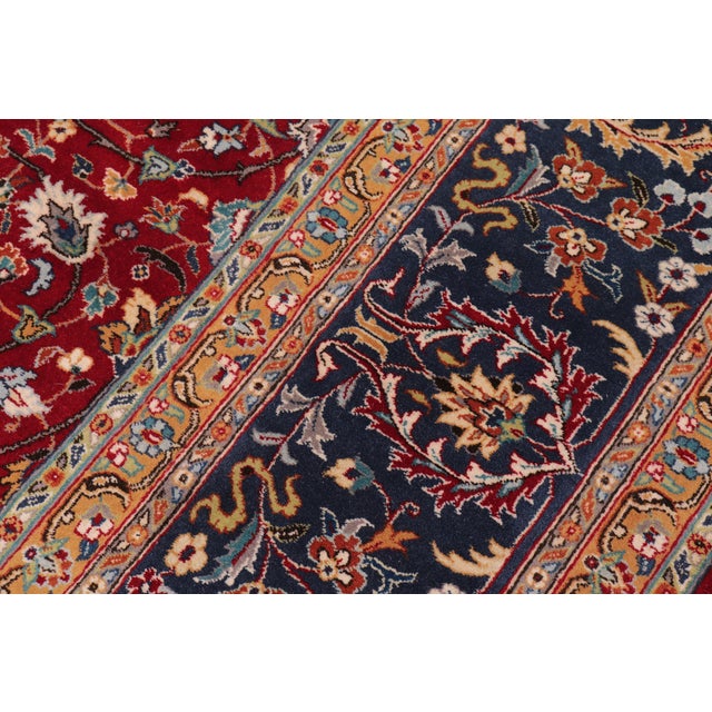 1990s Shabby Chic 1990's Floral Pak-Persian Red/Teal Wool Rug- 9'0'' X 12'0'' For Sale - Image 5 of 9