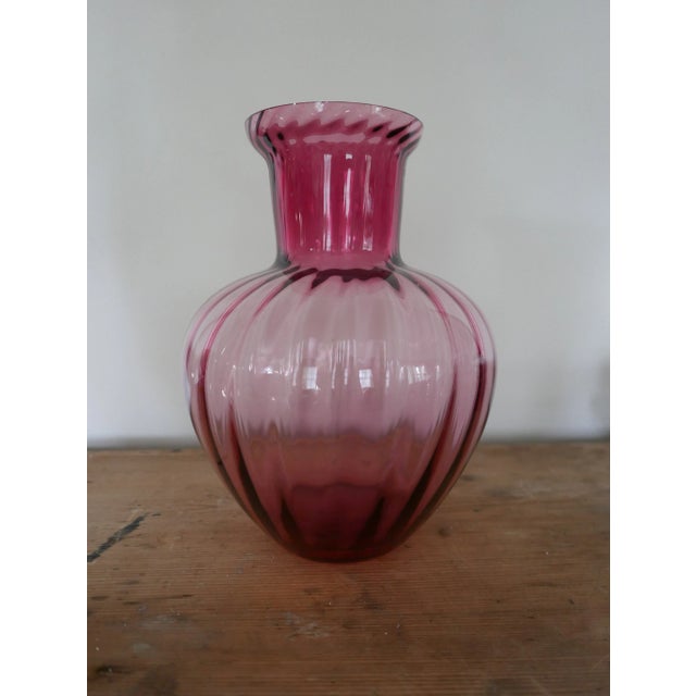 Vintage Cranberry Glass Vase For Sale - Image 4 of 4