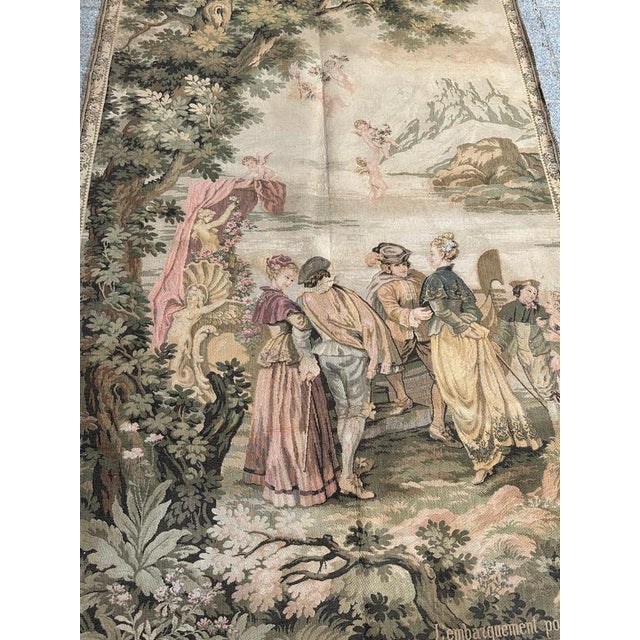 Mid-Century French Jacquard Tapestry with Embarkation for Cythera Motif in the style of Aubusson, 1950s For Sale - Image 11 of 18