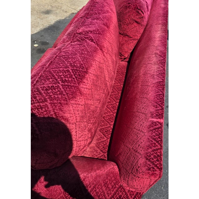 Theodore Alexander English Traditional Crimson Chenille Rolled-Arm Sofa With Nailhead Trim For Sale - Image 9 of 12