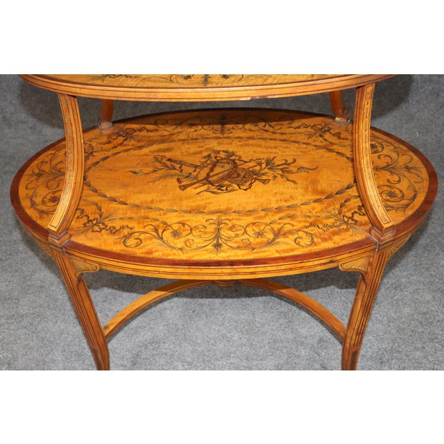 19th C Edward and Roberts Style 2 Tier Style Inlaid Desert Table For Sale - Image 9 of 16