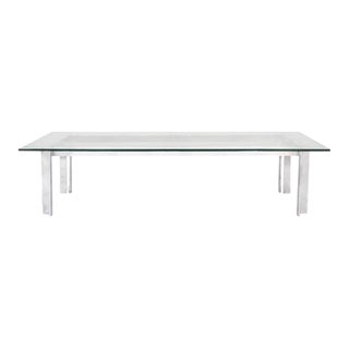 Milo Baughman Style Chrome and Glass Coffee Table For Sale