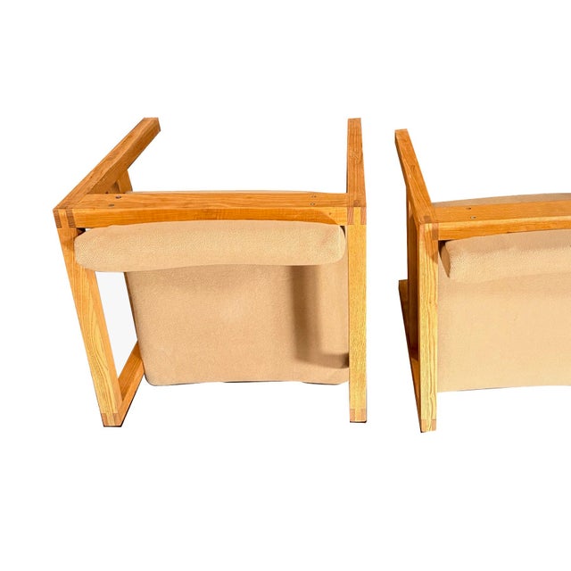 Pair of 1970s Upholstered Oak Accent Chairs For Sale In Seattle - Image 6 of 7