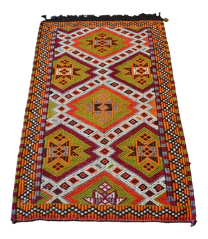 1970s Hand-Woven Braided Small Area Rug Kilim - 28″ × 46″