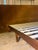 Orange Custom Wall to Wall Velvet Headboard and Walnut King Sized Bed Frame For Sale - Image 8 of 13
