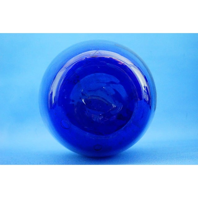 Cobalt Blue Scavo Glass Bottle Vase attributed to Mario Pinzon for Seguso, Italy, 1960s For Sale - Image 16 of 17