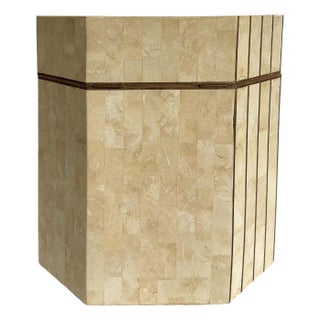 Maitland-Smith Tessellated Stone Lidded Box Side Table Wiith Storage, Drinks Table For Sale