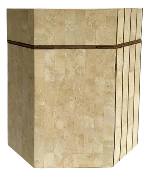 Maitland-Smith Tessellated Stone Lidded Box Side Table Wiith Storage, Drinks Table