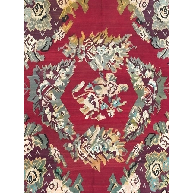 Wool on wool pile genuine hand made antique Bessarabian Kilim-