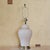 Vintage American Ivory Glazed Ceramic Table Lamp With Brass Base and Embossed Bell Shade For Sale In Washington DC - Image 6 of 18