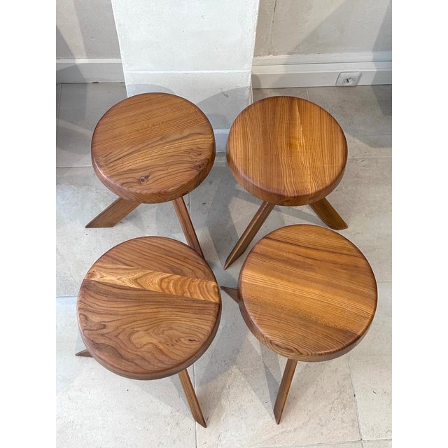 S28 Stools by Pierre Chapo, 1970, Set of 4, in Flawless conditions. Designed 1970 to 1979 This piece has an attribution...