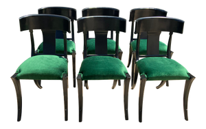 Mid Century Modern Klismos Style Dining Chairs - Set of 6