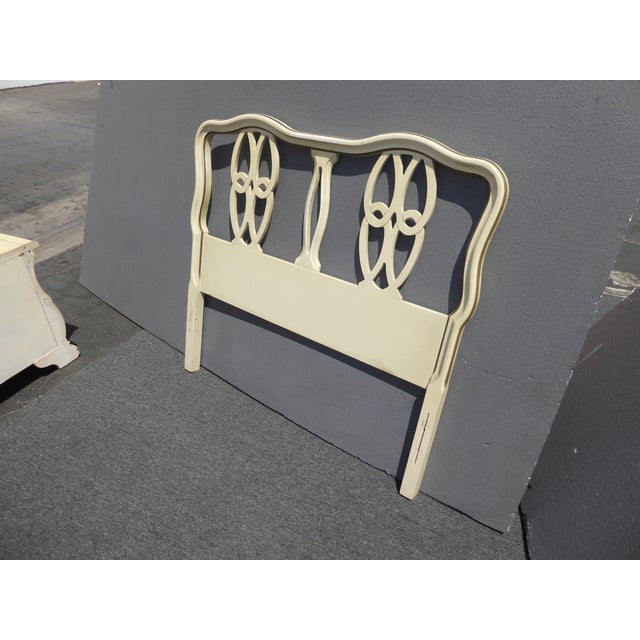 Vintage French Provincial Country Off White Twin Headboard & Footboard