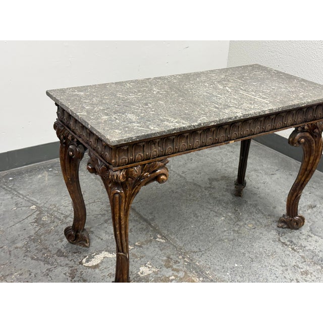Antique Carved Wood Marble-Top Console Table, 19th Century For Sale - Image 11 of 12