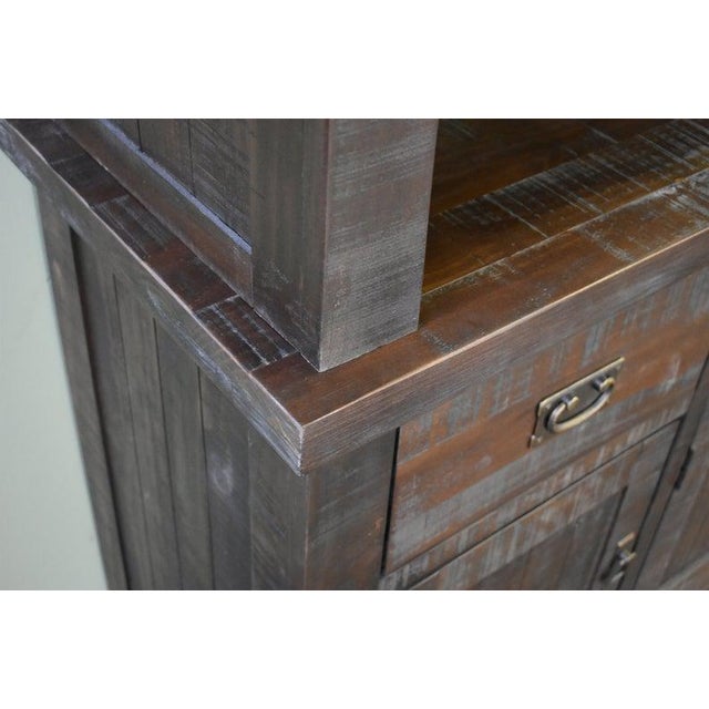 Farmhouse Crafters and Weavers Barlow Rustic Sideboard With Hutch For Sale - Image 3 of 9