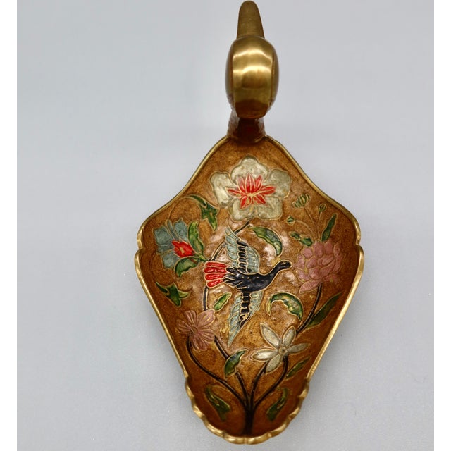 Vintage Brass Champleve Enamel Duck Dish For Sale - Image 4 of 7