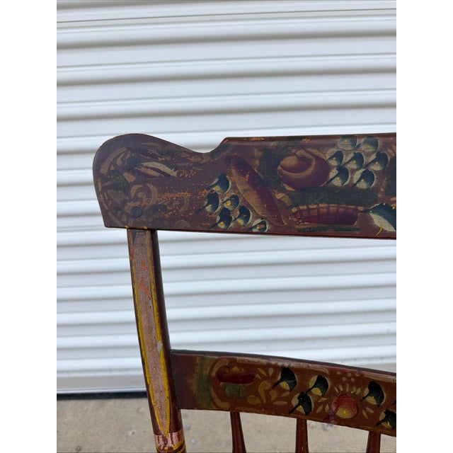Antique Paint Decorated Pennsylvania Kitchen Windsor Side Chair For Sale - Image 10 of 17