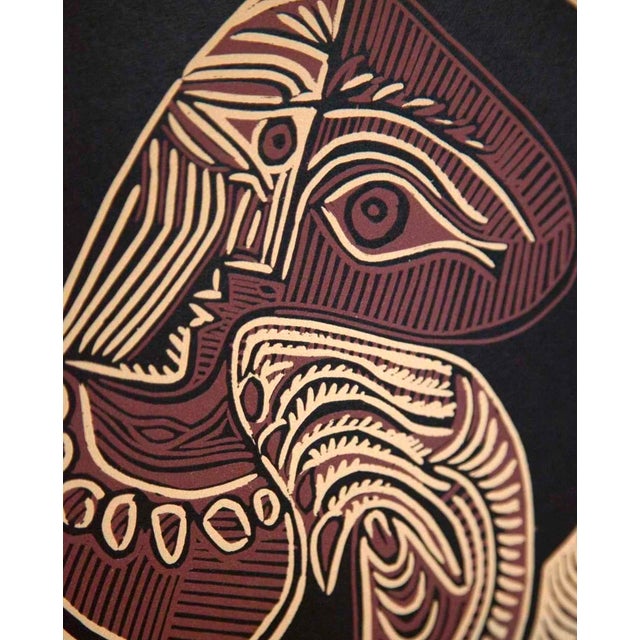 1960s Pair of Pablo Picasso Linogravures "Femme Au Collier" & "Tête De Femme" For Sale - Image 5 of 6