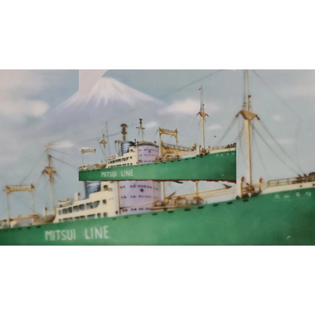 Vintage Japanese Noritake Porcelain Painted Ship Mitsui Line Decorative Plate For Sale - Image 6 of 9