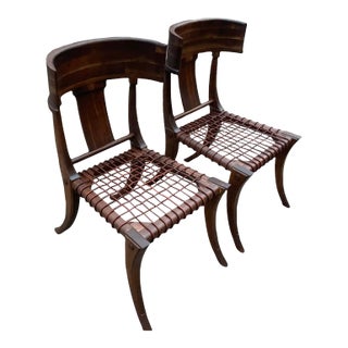 1980s Vintage Klismos Walnut Chairs - Set of 2 For Sale