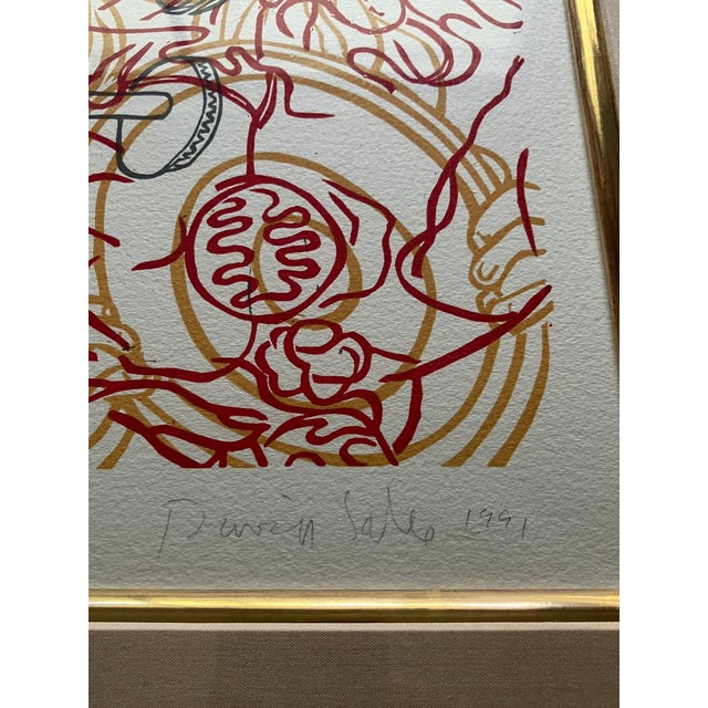 Paper David Salle Original Block Print, Signed, 235/500, Nicely Framed in Gold Leaf For Sale - Image 7 of 9