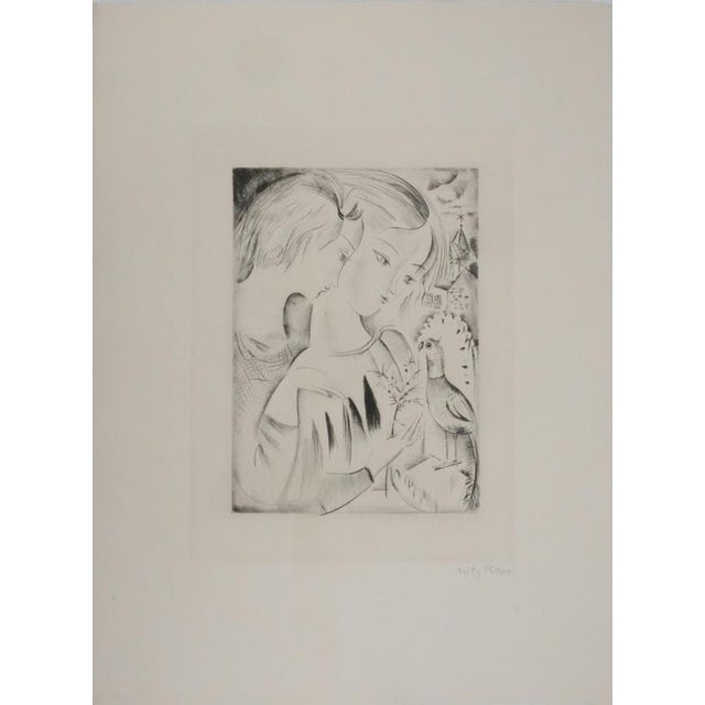 Mily Possoz, Young Women with a Parakeet, Original Signed Engraving For Sale - Image 9 of 9