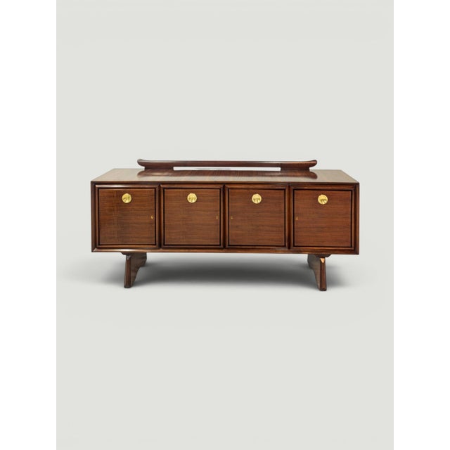 Mid-Century Modern Italian Walnut Sideboard with Brass Medallions by Paolo Buffa, 1950s For Sale - Image 6 of 18