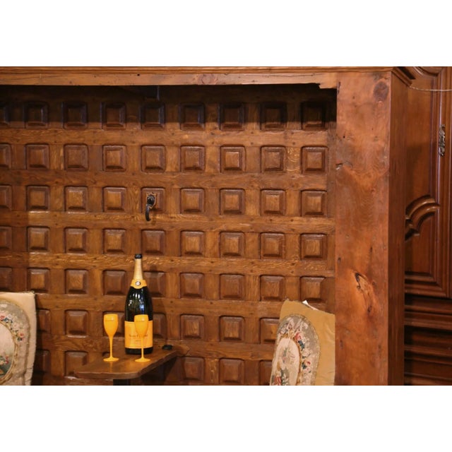 Wood French Pyrenees Carved Oak and Pine "Zuzulu" Bench Trunk Table Display Cabinet For Sale - Image 7 of 13