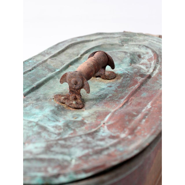 Antique Copper Wash Boiler With Lid For Sale - Image 16 of 17