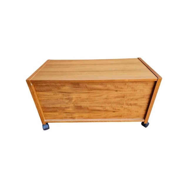 Tan Mid-Century Scandinavian Modern Rolling Teak Stereo Cabinet For Sale - Image 8 of 8