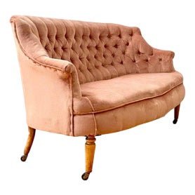 Pink Wingback Sofa, Early 20th Century For Sale