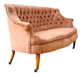 Pink Wingback Sofa, Early 20th Century