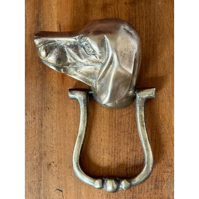 American Vintage Solid Brass Dog Door Knocker For Sale - Image 3 of 6