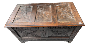 Vintage Carved Oak Coffer