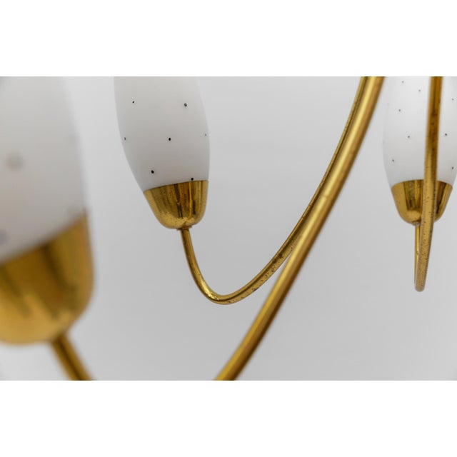 Vintage Italian Brass Spider Lamp with Dotted Glass Shades, 1950s For Sale - Image 12 of 14