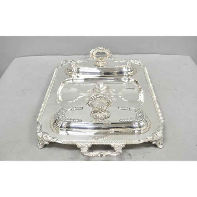 Vintage Victorian Silver Plated Meat Serving Platter Tray W/ Covered Dishes For Sale - Image 15 of 18