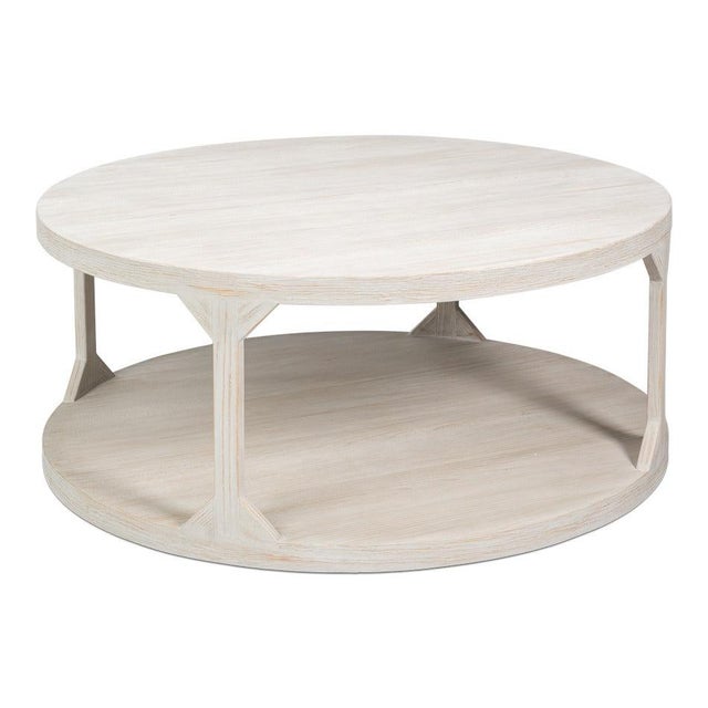 Wood Scandinavian Two-Tier Drum Coffee Table in Grey Pine For Sale - Image 7 of 11