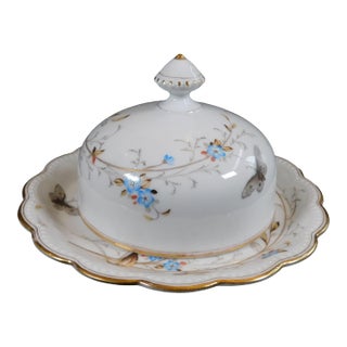 1970s White Unmarked Covered Cheese Dish For Sale