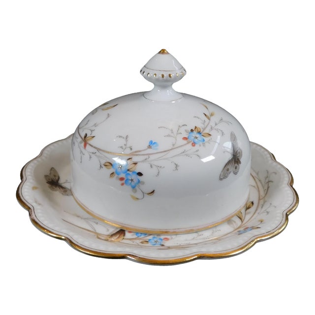 1970s White Unmarked Covered Cheese Dish For Sale