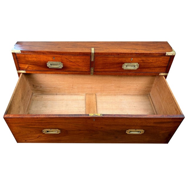 A Superb Quality Mid 19th Century Camphor Wood Military Campaign Chest, Of Traditional Two Part Construction, Having...