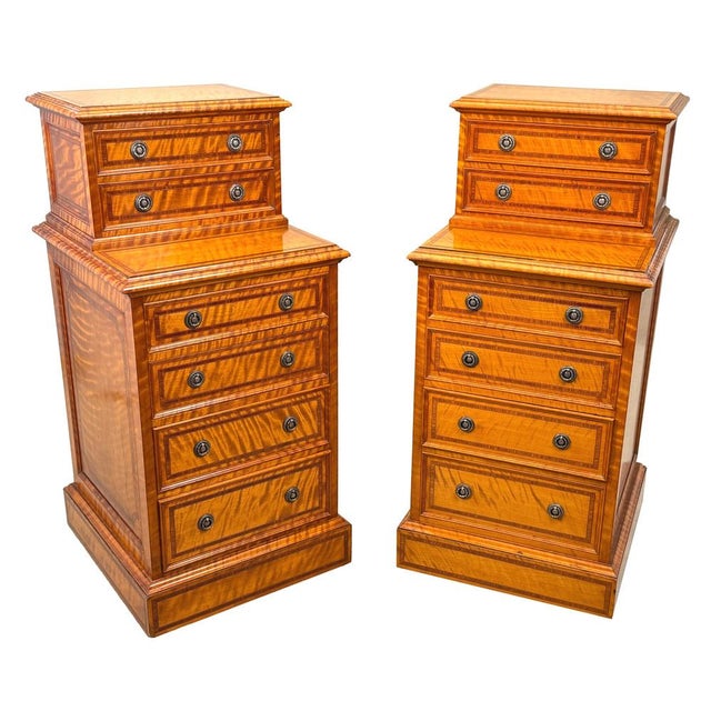 Antique Satinwood Bedside Chests, 1890, Set of 2 For Sale - Image 10 of 13
