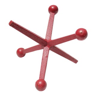 Mid-Century American Modern Red Cast Iron Jacks / Jax Sculpture For Sale