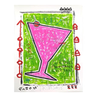 Tipsy Geometry - Original Geometric Pop Street Art Acrylic Painting on Posterboard by Gary John For Sale
