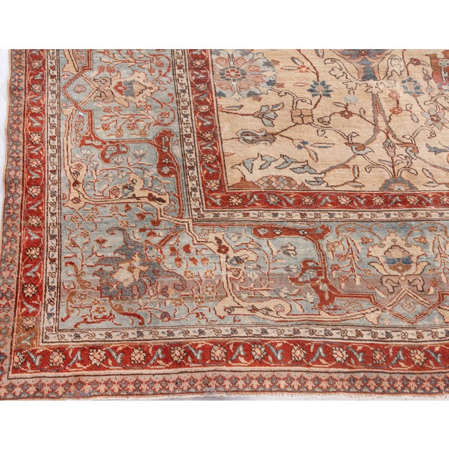 Early 20th Century Antique Persian Tabriz Botanic Handmade Wool Rug For Sale - Image 5 of 9