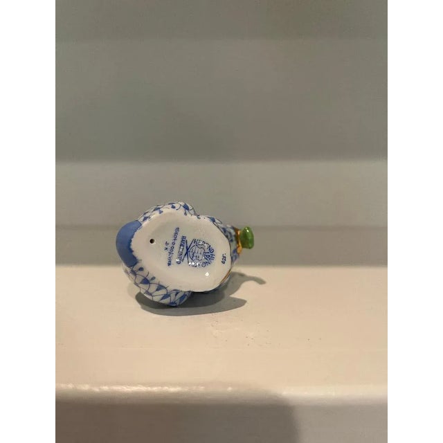 Herend Blue Fishnet "Rabbit With Carrot Leaves" Figurine For Sale - Image 6 of 9