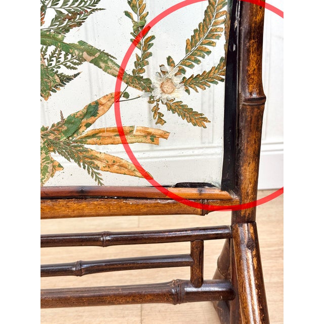 Brown Antique English Victorian Rattan & Glass Organic Foliage Fireplace Screen For Sale - Image 8 of 11